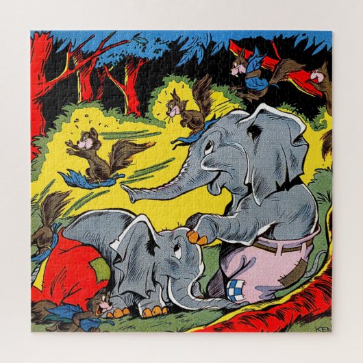 Giggle Elephant Animal Vintag Comic Puzzle (Vertikal)