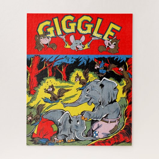 Giggle Elephant Animal Vintag Comic Puzzle (Vertikal)