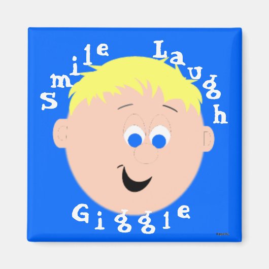 Giggle Faces Blonde Blue Mit Augen Boy Magnet (Vorne)