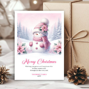 Giggly rosa Schneemann Kinder Grußkarte digital Feiertagskarte