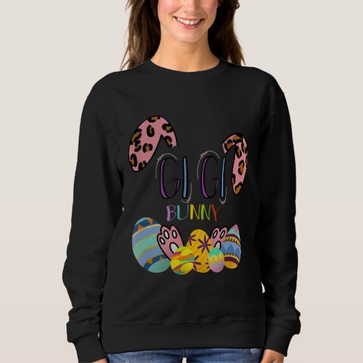 Gigi Bunny Leopard Rabbit Mommy Grandma Easter Mot Sweatshirt (Vorderseite)