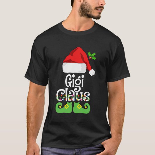 Gigi Claus Family Matching Grandma Claus Pajama T-Shirt (Vorderseite)
