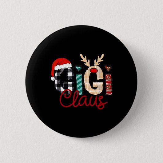 Gigi Claus Reindeer Christmas Button (Vorderseite)