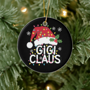 Gigi Claus Weihnachtslicht Pajama Familie Matching Keramik Ornament