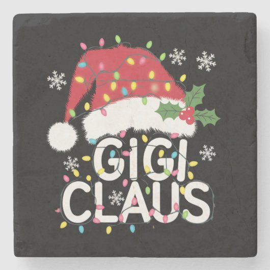 Gigi Claus Weihnachtslicht Pajama Familie Matching Steinuntersetzer (Vorderseite)