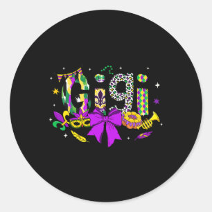 Gigi Coquette Bow Mardi Gras Women Mama Mother Car Runder Aufkleber