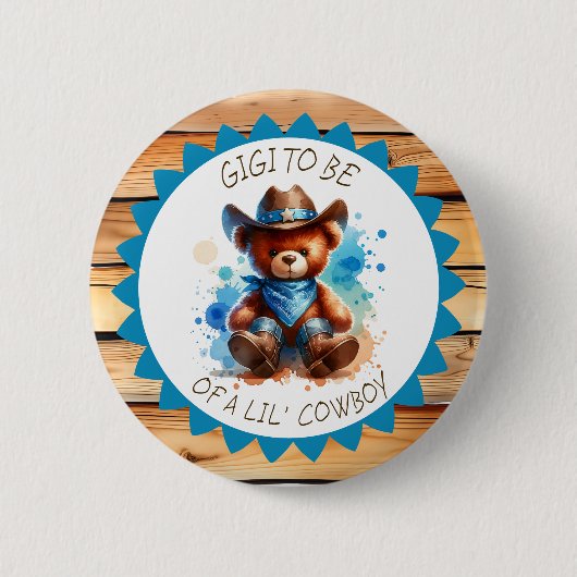 Gigi | Cowboy Teddy Bear Babydusche Button (Vorderseite)
