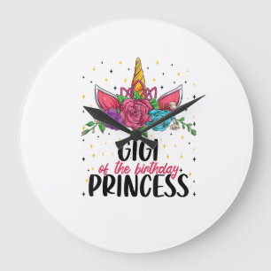 Gigi des Geburtstagsmädchen-Einhorns Bday Girl Par Große Wanduhr