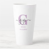 Gigi Elegant Script Monogram Lilac White Milchtasse (Vorderseite)
