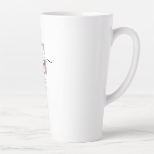 Gigi Elegant Script Monogram Lilac White Milchtasse (Rechts)