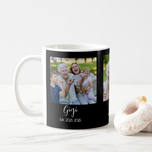 Gigi Established Script Black 3 Foto Kaffeetasse (Mit Donut)