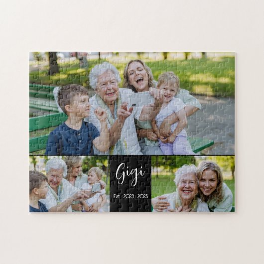 Gigi Established Script Schwarz 3 Foto Puzzle (Horizontal)