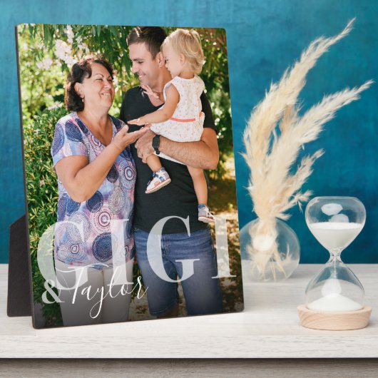 Gigi & Grandchild Script Name Foto Keepake Fotoplatte (Seite)