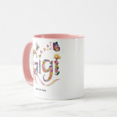 Gigi Grandma T-Shirt – Floral Name Tee with Bow – Tasse (Vorderseite Links)