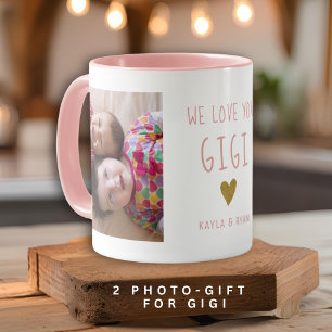 Gigi Great Oma Grandkids 2 Foto Collage Pink Tasse