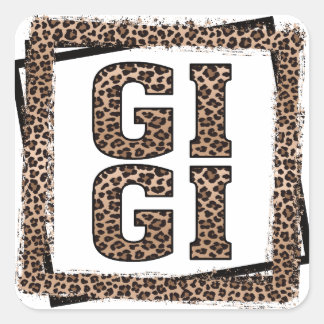 Gigi Leopard Geparden Rahmen Geschenke für Oma Quadratischer Aufkleber