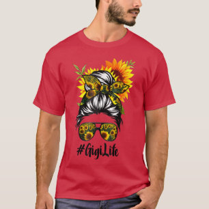 Gigi Life Messy Hair Bun Sunflower Women Mütter D T-Shirt