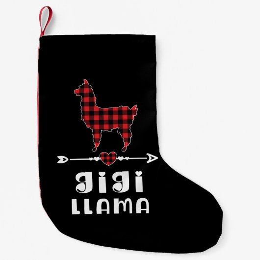 Gigi Llama Weihnachten Pajama Red Kariert Buffalo Kleiner Weihnachtsstrumpf (Vorderseite)