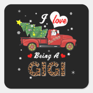 Gigi Lover I Liebe als Gigi Weihnachtsbaum Quadratischer Aufkleber