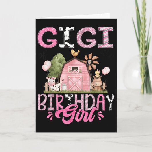 Gigi Of The Birthday Girl Cute Farm Cow Birthday G Karte (Vorderseite)