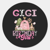 Gigi Of The Birthday Girl Cute Farm Cow Birthday G Runder Aufkleber (Vorderseite)