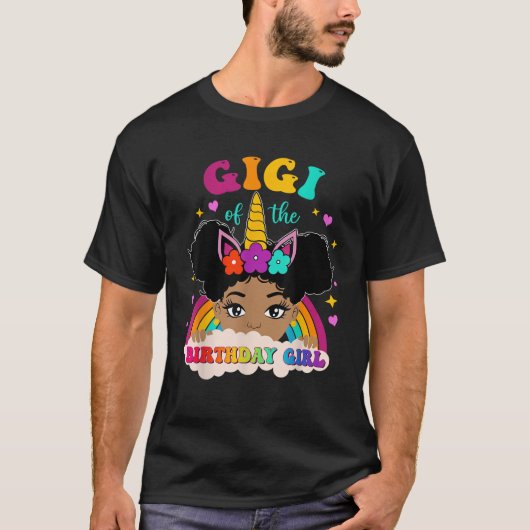 Gigi of The Birthday Girl Rainbow Afro Melanin Uni T-Shirt (Vorderseite)