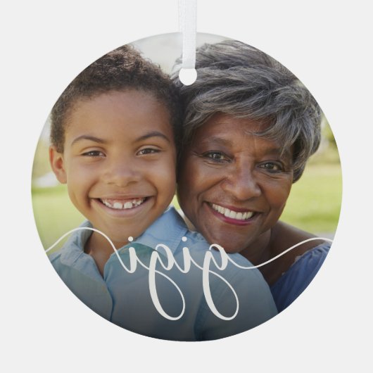 Gigi Oma Script Overlay Ornament Aus Glas (Rückseite)