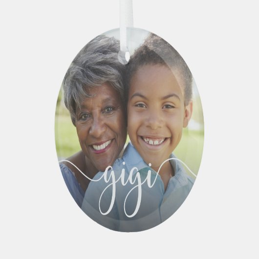 Gigi Oma Script Overlay Ornament Aus Glas (Vorderseite links)
