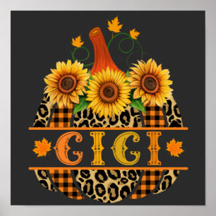 GiGi Pumpkin Leopard Print Sunflower Buffalo Karie Poster