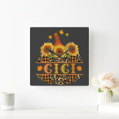 GiGi Pumpkin Leopard Print Sunflower Buffalo Karie Quadratische Wanduhr (Zuhause)