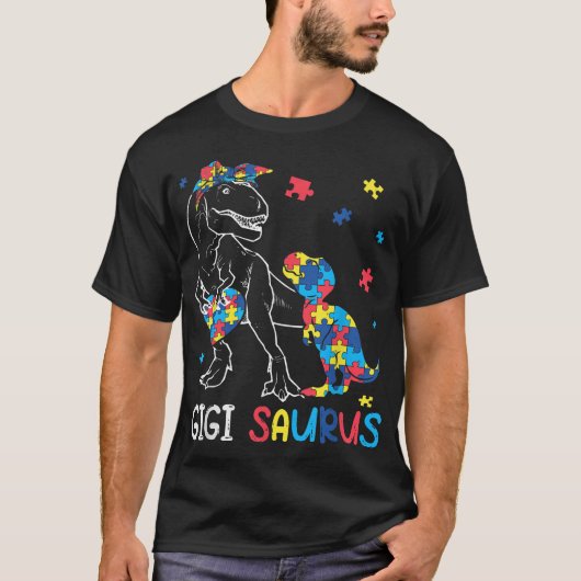 Gigi Saurus Autism Awareness Autistic Dinosaur T-Shirt (Vorderseite)