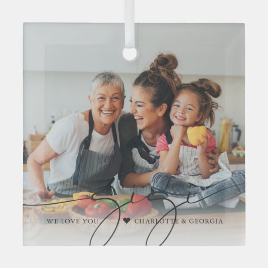 Gigi Script Overlay | Wir Liebe Sie Ornament Aus Glas (Vorderseite)