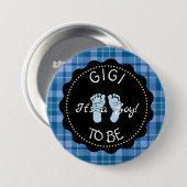 GIGI to be Blue Kariert Baby Showknopf Button (Vorne & Hinten)