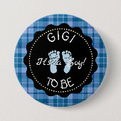 GIGI to be Blue Kariert Baby Showknopf Button (Vorderseite)