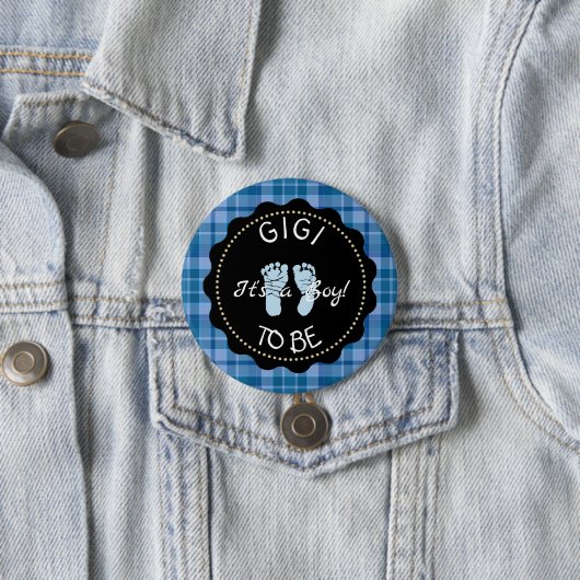 GIGI to be Blue Kariert Baby Showknopf Button (Beispiel)