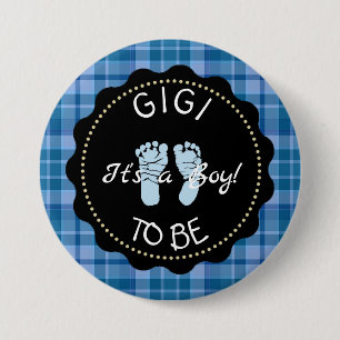 GIGI to be Blue Kariert Baby Showknopf Button