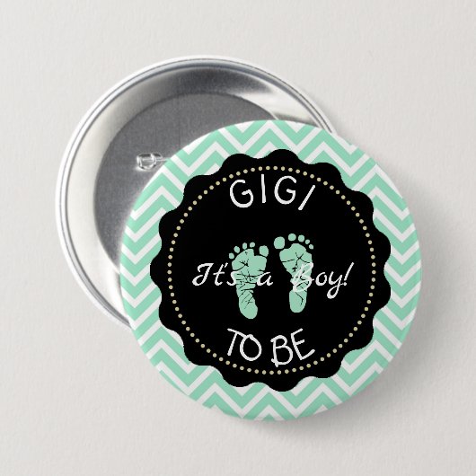 Gigi to be Green Zickzack Baby Showknopf Button (Vorne & Hinten)