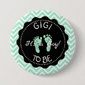 Gigi to be Green Zickzack Baby Showknopf Button (Vorderseite)