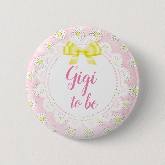 Gigi to be Pink Daisies Baby Showknopf Button (Vorderseite)