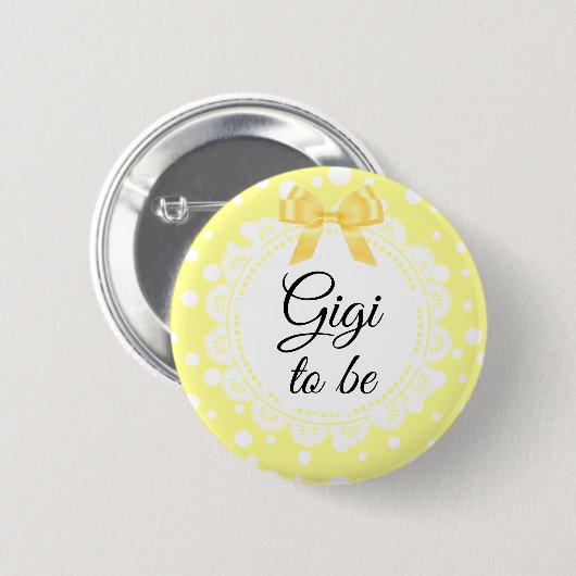 Gigi to be Yellow Polka Dot Shot Button (Vorne & Hinten)