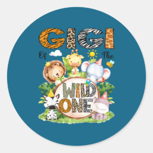 Gigi Wild 1. Geburtstags-Safari Runder Aufkleber