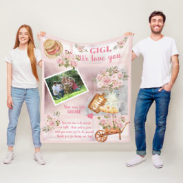 Gigi Wir Liebe Sie Foto Rosa Floral | Skripttext Fleecedecke