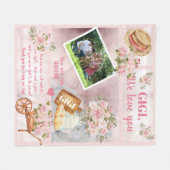 Gigi Wir Liebe Sie Foto Rosa Floral | Skripttext Fleecedecke (Vorderseite (Horizontal))
