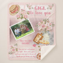 Gigi Wir Liebe Sie Foto Rosa Floral | Skripttext