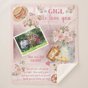 Gigi Wir Liebe Sie Foto Rosa Floral Skripttext Sherpadecke