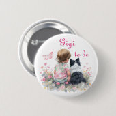 Gigi wird | Rosa Baby- und Welpen-Baby-Shower Button (Vorne & Hinten)