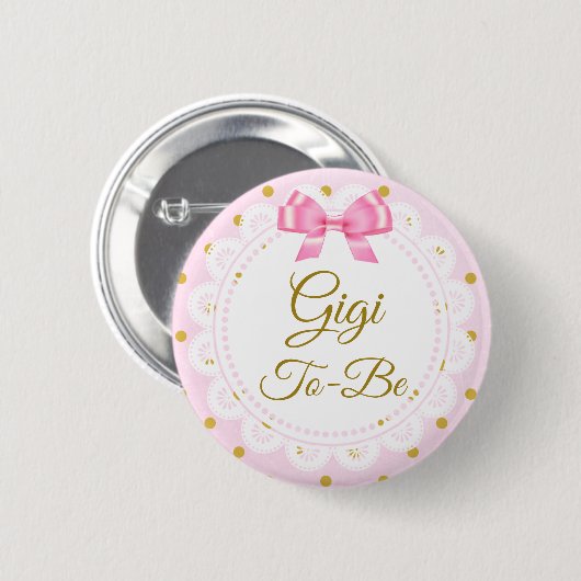 Gigi zu Baby Dusche Rosa & Gold Button (Vorne & Hinten)