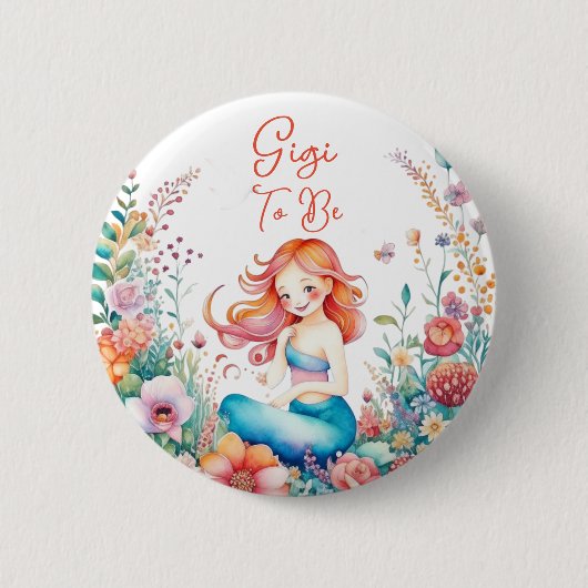Gigi zu Mermaid Baby Dusche Button (Vorderseite)