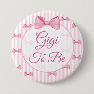 Gigi, zum rosa Bogen-Babyparty-Knopf zu sein Button