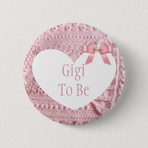 Gigi, zum rosa Bogen-Babyparty-Knopf zu sein Button